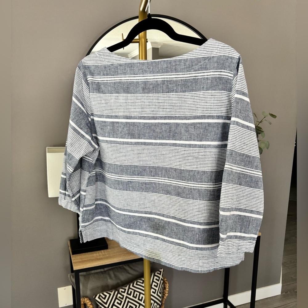 Sigrid Olsen Linen Striped Top - Picture 3 of 8